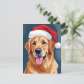 Merry Golden Retriever | Santa Hat Dog Christmas Feestdagenkaart (Staand voorkant)
