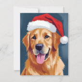 Merry Golden Retriever | Santa Hat Dog Christmas Feestdagenkaart (Voorkant)