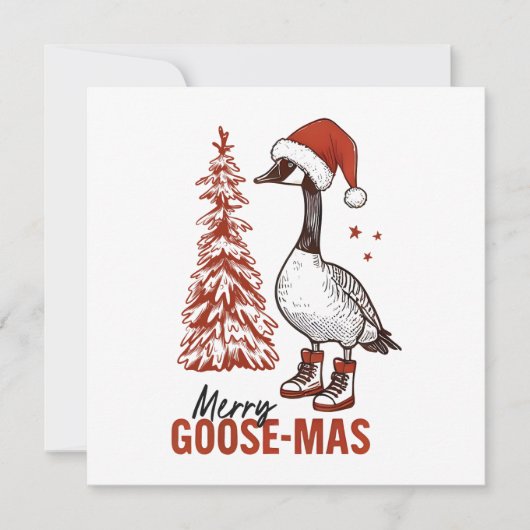 Merry Goose-Mas Feestdagenkaart (Voorkant)