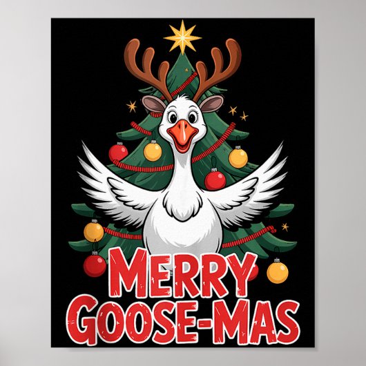 Merry Goose-mas Reindeer Antlers Funny Christmas G Poster (Voorkant)