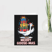 Merry Goose-mas With Xmas Funny Christmas Goose  Kaart (Voorkant)