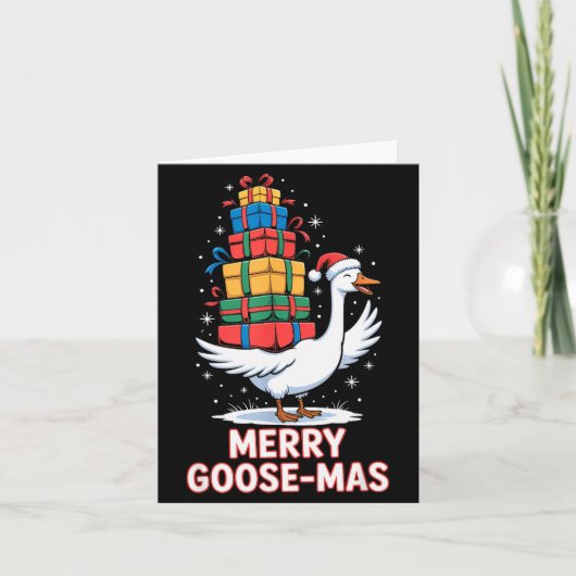 Merry Goose-mas With Xmas Funny Christmas Goose  Kaart (Voorkant)