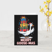 Merry Goose-mas With Xmas Funny Christmas Goose  Kaart (Gele Bloem)