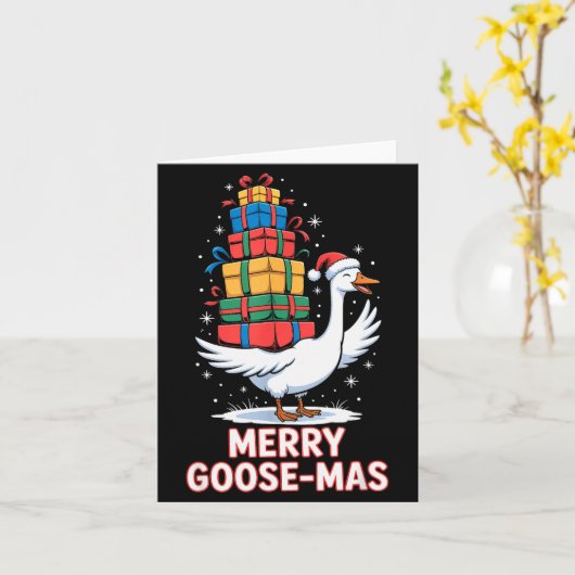 Merry Goose-mas With Xmas Funny Christmas Goose  Kaart (Gele Bloem)