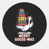 Merry Goose-mas With Xmas Funny Christmas Goose  Ronde Sticker (Voorkant)