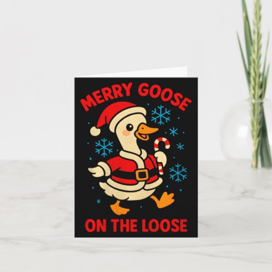 Merry Goose On The Loose Silly Christmas Holiday F Kaart (Voorkant)