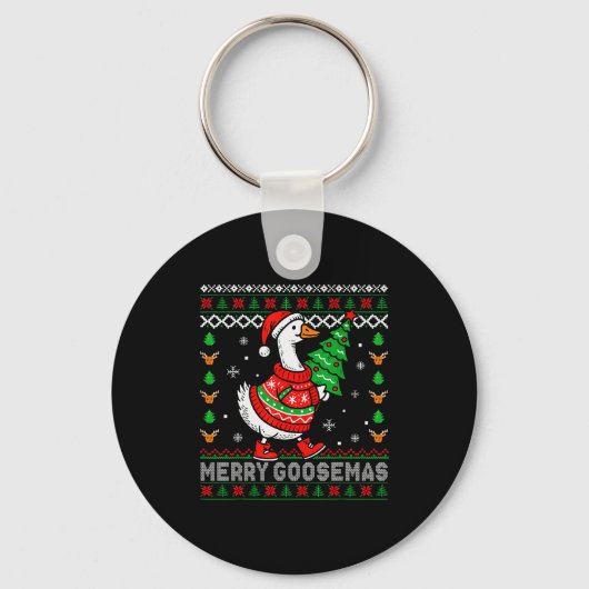 Merry Goosemas Christmas Funny Family Ugly Xmas Me Sleutelhanger (Voorkant)