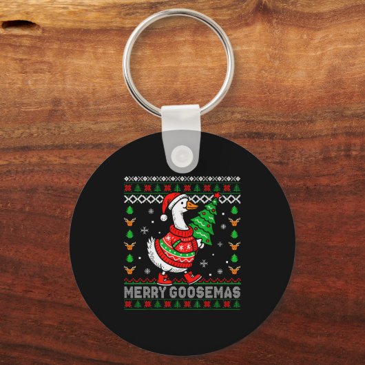 Merry Goosemas Christmas Funny Family Ugly Xmas Me Sleutelhanger (Voorkant)