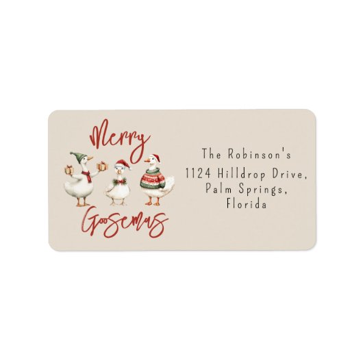 Merry Goosemas Christmas Holiday Etiket (Voorkant)