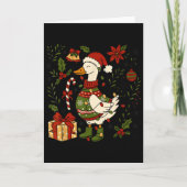 Merry Goosemas Christmas Lights Goose Duck Boho Fl Kaart (Voorkant)