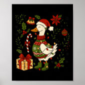 Merry Goosemas Christmas Lights Goose Duck Boho Fl Poster (Voorkant)