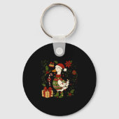 Merry Goosemas Christmas Lights Goose Duck Boho Fl Sleutelhanger (Voorkant)
