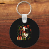 Merry Goosemas Christmas Lights Goose Duck Boho Fl Sleutelhanger (Voorkant)
