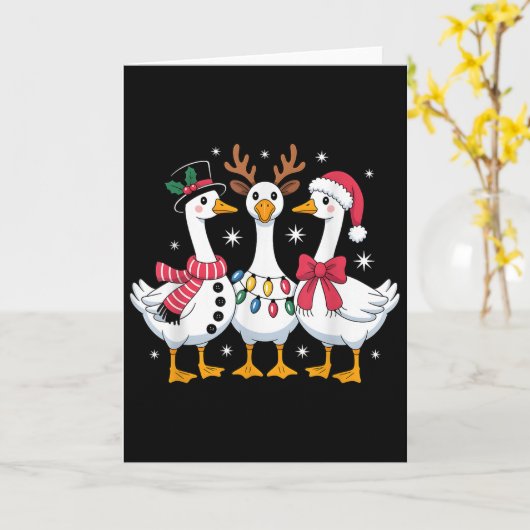 Merry Goosemas Christmas Silly Goose Xmas Lights M Kaart (Gele Bloem)