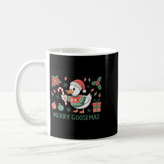 Merry Goosemas Cute Christmas Goose Santa Hat Ligh Koffiemok (Links)