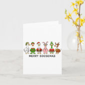 Merry Goosemas Funny Christmas Geese In Costumes  Kaart (Gele Bloem)