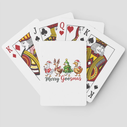 Merry Goosemas Kerstgans met kerstmuts Pokerkaarten (Achterkant)