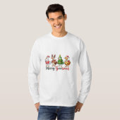 Merry Goosemas Kerstgans met kerstmuts T-shirt (Voorkant volledig)