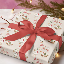 Merry Goosemas | Whimsical Ganze Kerstvakantie Cadeaupapier