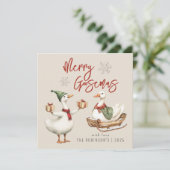 Merry Goosemas | Whimsical Goose Christmas Holiday Feestdagenkaart (Staand voorkant)