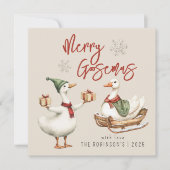 Merry Goosemas | Whimsical Goose Christmas Holiday Feestdagenkaart (Voorkant)