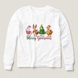Merry Goosmas Christmas Funny Goose Tri-Blend Shir