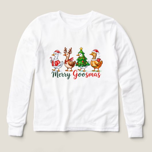 Merry Goosmas Christmas Funny Goose Tri-Blend Shir (Voorkant)