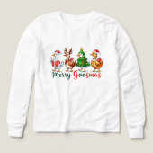 Merry Goosmas Christmas Funny Goose Tri-Blend Shir (Voorkant)