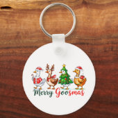 Merry Goosmas Christmas Funny Goose Tri-Blend Shir Sleutelhanger (Voorkant)