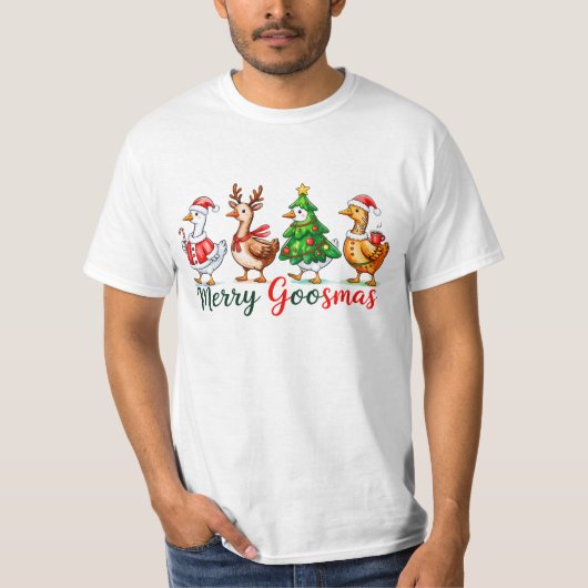 Merry Goosmas Christmas Funny Goose Tri-Blend Shir T-shirt (Voorkant)