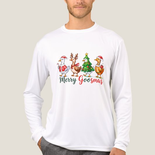 Merry Goosmas Christmas Funny Goose Tri-Blend Shir Tri-Blend Shirt (Voorkant volledig)