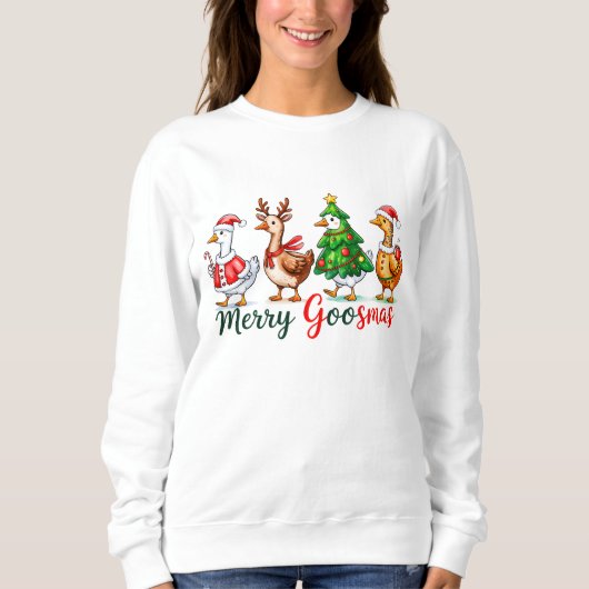 Merry Goosmas Christmas Funny Goose Tri-Blend Shir Trui (Voorkant)