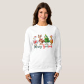 Merry Goosmas Christmas Funny Goose Tri-Blend Shir Trui (Voorkant volledig)