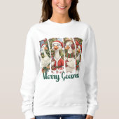 Merry Goosmas Cute Brushstroke Goose Christmas Trui (Voorkant)