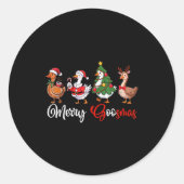 Merry Goosmas Silly Goose Christmas Funny Xmas Wom Ronde Sticker (Voorkant)