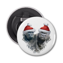 Merry Gorilla Christmas Button Flesopener