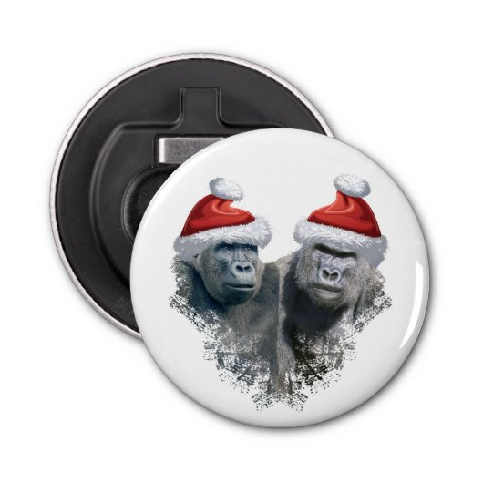 Merry Gorilla Christmas Button Flesopener (Voorkant)