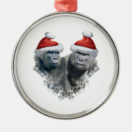 Merry Gorilla Christmas Metalen Ornament