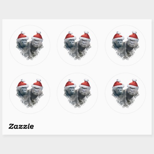 Merry Gorilla Christmas Ronde Sticker (Vel)