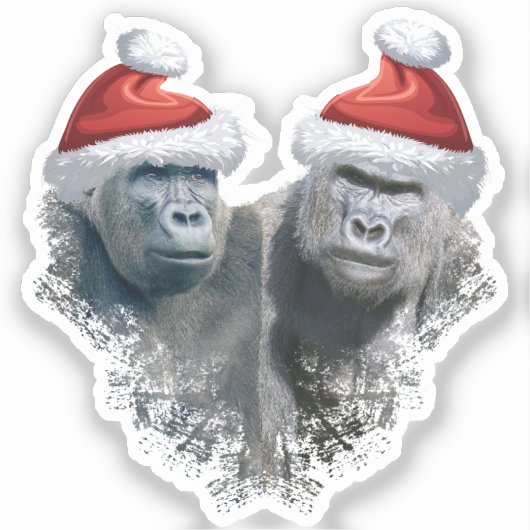 Merry Gorilla Christmas Sticker (Voorkant)