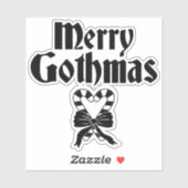 Merry Gothmas Black and White Candy Cane Heart Sticker (Vel)