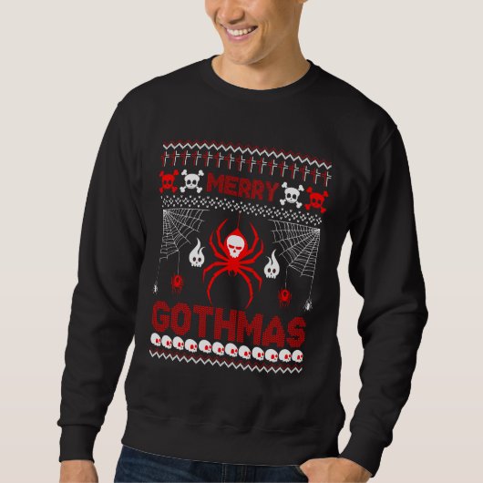 Merry Gothmas Goth Christmas Ugly Sweater Spider (Voorkant)