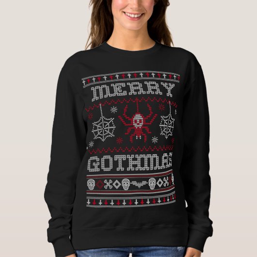 Merry Gothmas Gothic Kerstmis Ugly Sweater Spider  (Voorkant)