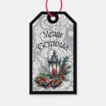 Merry Gothmas Lantern With Presents Gift Tag