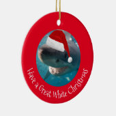Merry Great White KerstShark Portret Foto Keramisch Ornament (Rechts)
