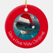 Merry Great White KerstShark Portret Foto Keramisch Ornament (Achterkant)
