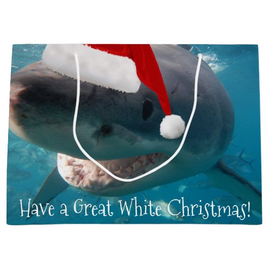Merry Great White KerstShark Santa Hat Funny Groot Cadeauzakje (Voorkant)