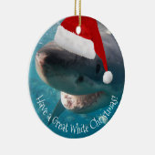 Merry Great White KerstShark Santa Hat Funny Keramisch Ornament (Rechts)