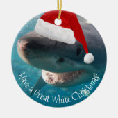 Merry Great White KerstShark Santa Hat Funny Keramisch Ornament (Voorkant)