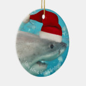 Merry Great White KerstShark Santa Hat Funny Keramisch Ornament (Rechts)